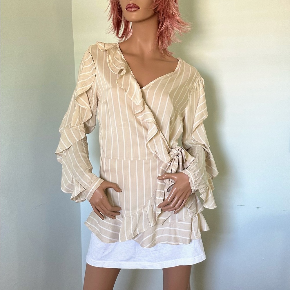 Beautiful Rayon stripe wrap tunic top
